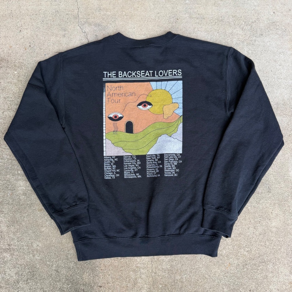 The Backseat Lovers | Tour Crewneck Sweatshirt Indie Rock Black Small Streetwear - Picture 3 of 9